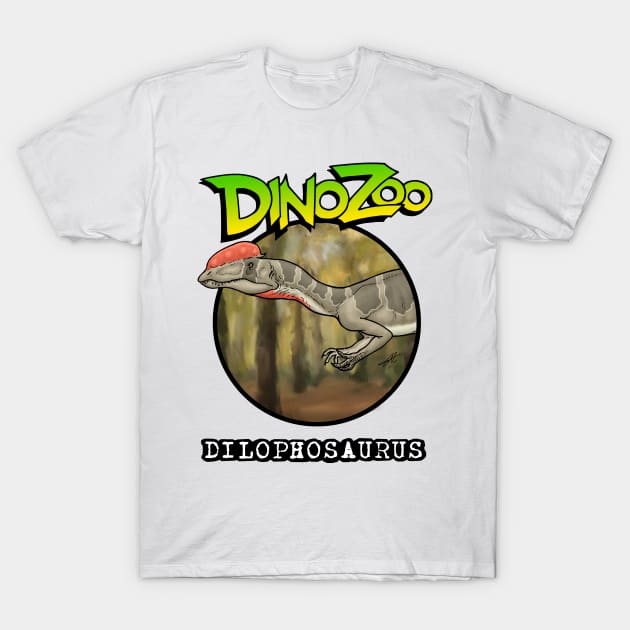 DinoZoo: Dilophosaurus T-Shirt by PaleoFantasies